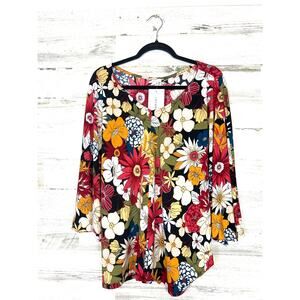 Shopin LA Womens M/L Burgundy Floral Boho Short-Sleeve Lightweight Blouse NEW